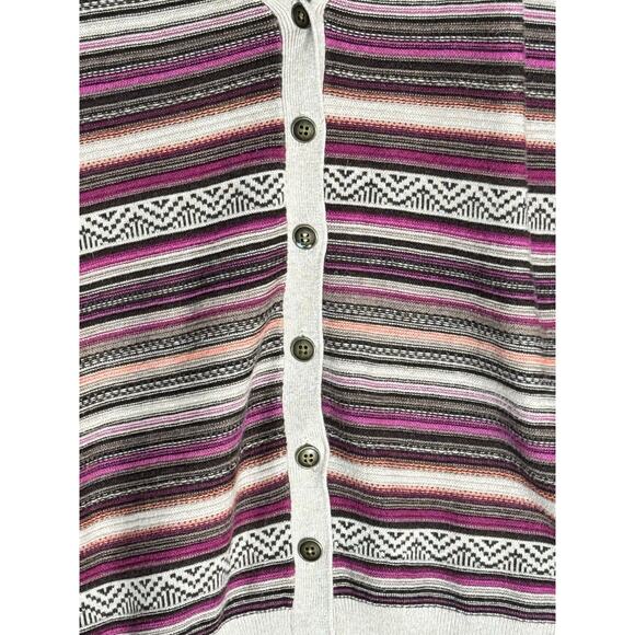 NorthCrest Plus Sz 3X Cardigan Sweater Boho Chic Aztec Stripe Knit Button Front - Picture 4 of 6